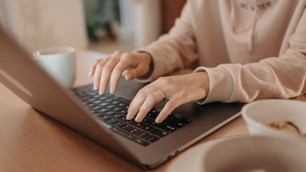 woman working on her laptop